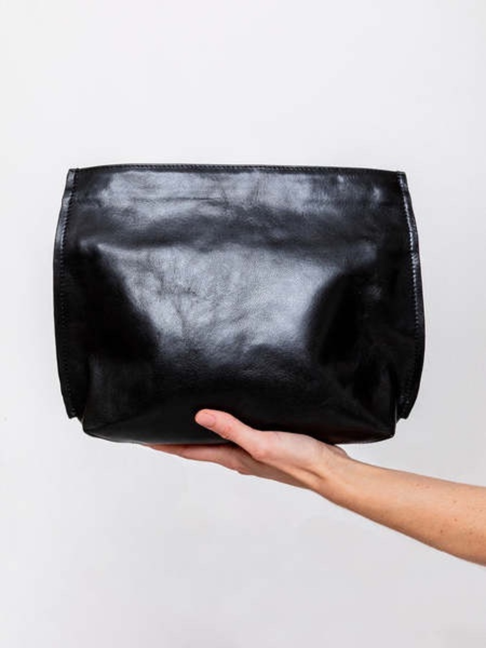 Shiraleah Black Leather Fold Over Clutch Pouch